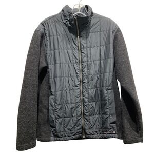 Merrell Mens Quilted Full Zip‎ Jacket Charcoal Gray Heathered Wool Blend M